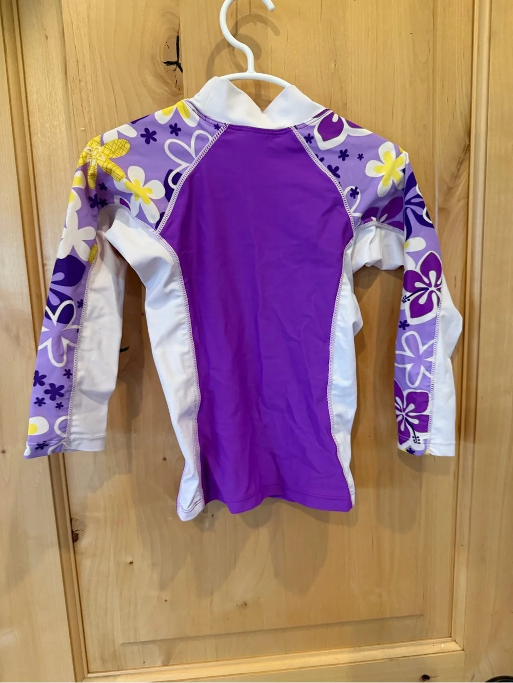 Tuga Purple Floral Girls' Rash Guard Swim Top